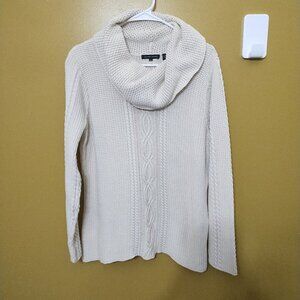 VTG Y2K Jeanne Pierre Long Sleeve Cowl Neck Cotton Cableknit Sweater XL Classic
